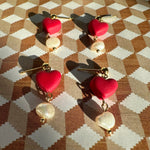 Load image into Gallery viewer, Heart &amp; Pearl Dangles
